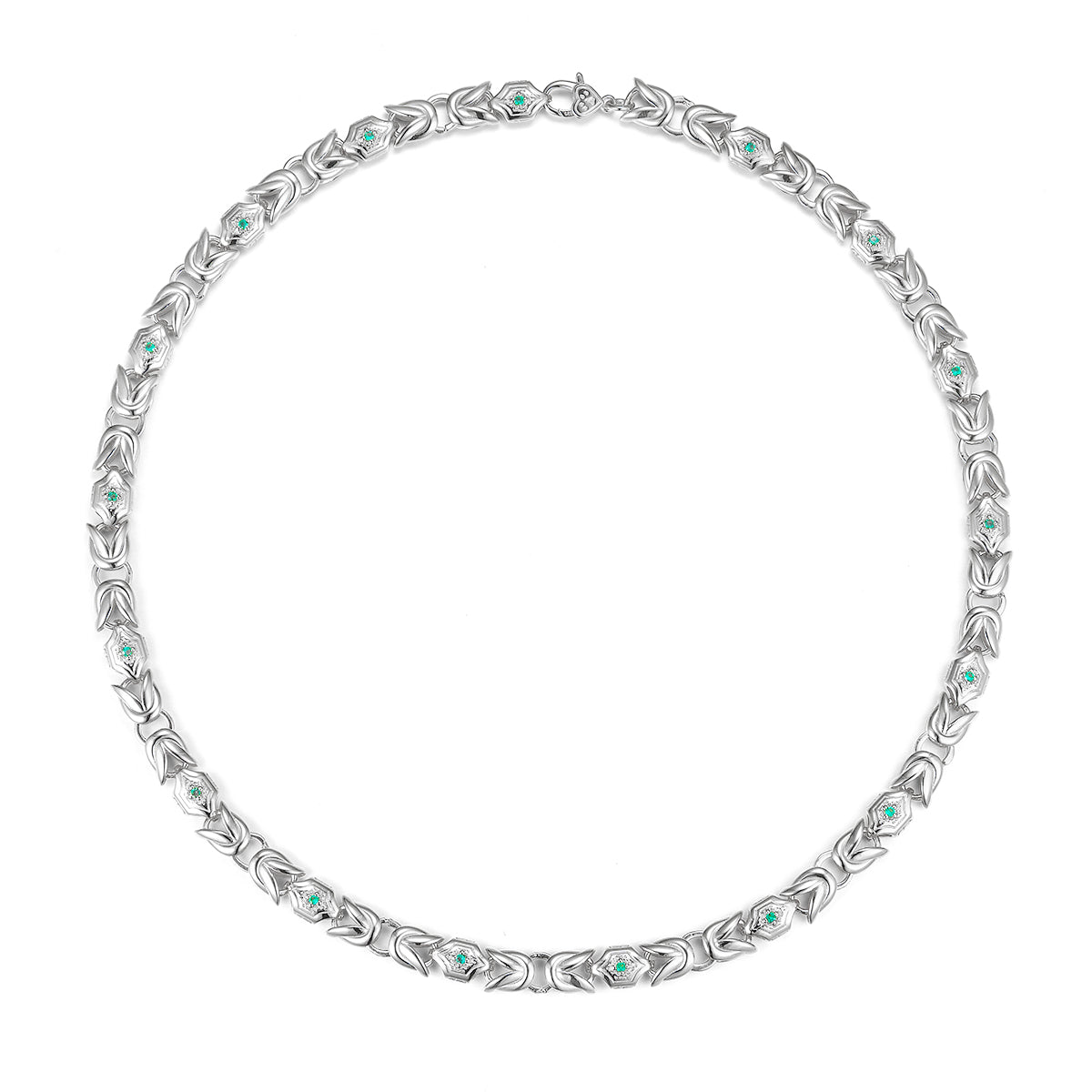 Planderful Lab Grown Emerald Necklace Sterling Silver 45cm Bold Hip Hop Luxury Jewelry For Style Lovers