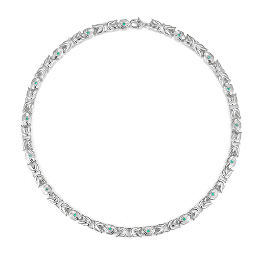 Planderful Lab Grown Emerald Necklace Sterling Silver 45cm Bold Hip Hop Luxury Jewelry For Style Lovers