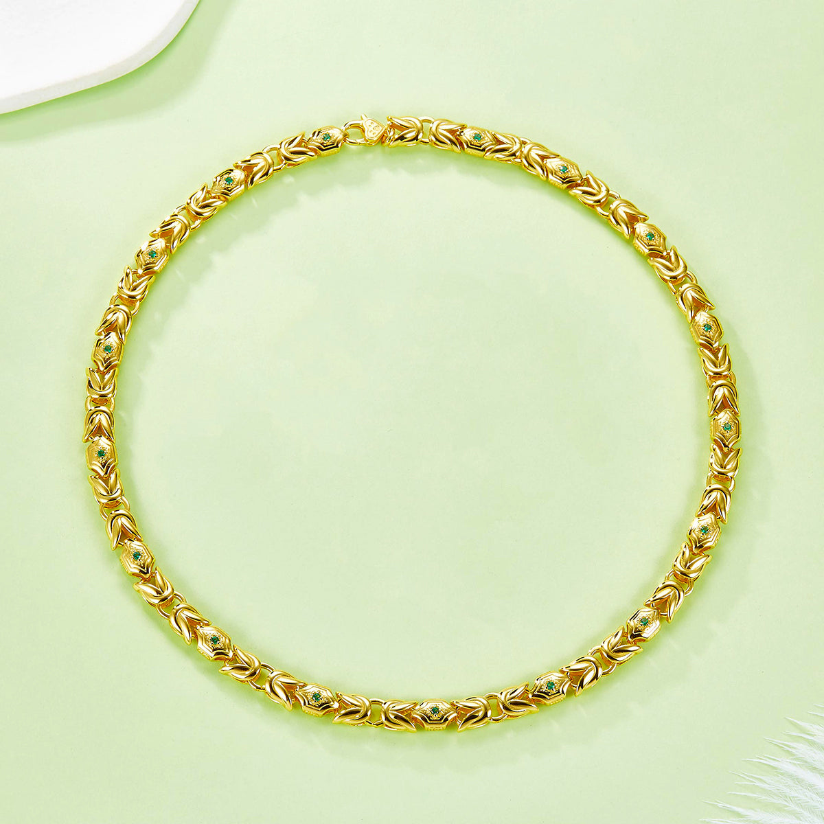 Planderful Lab Grown Emerald Necklace Sterling Silver 45cm Bold Hip Hop Luxury Jewelry For Style Lovers