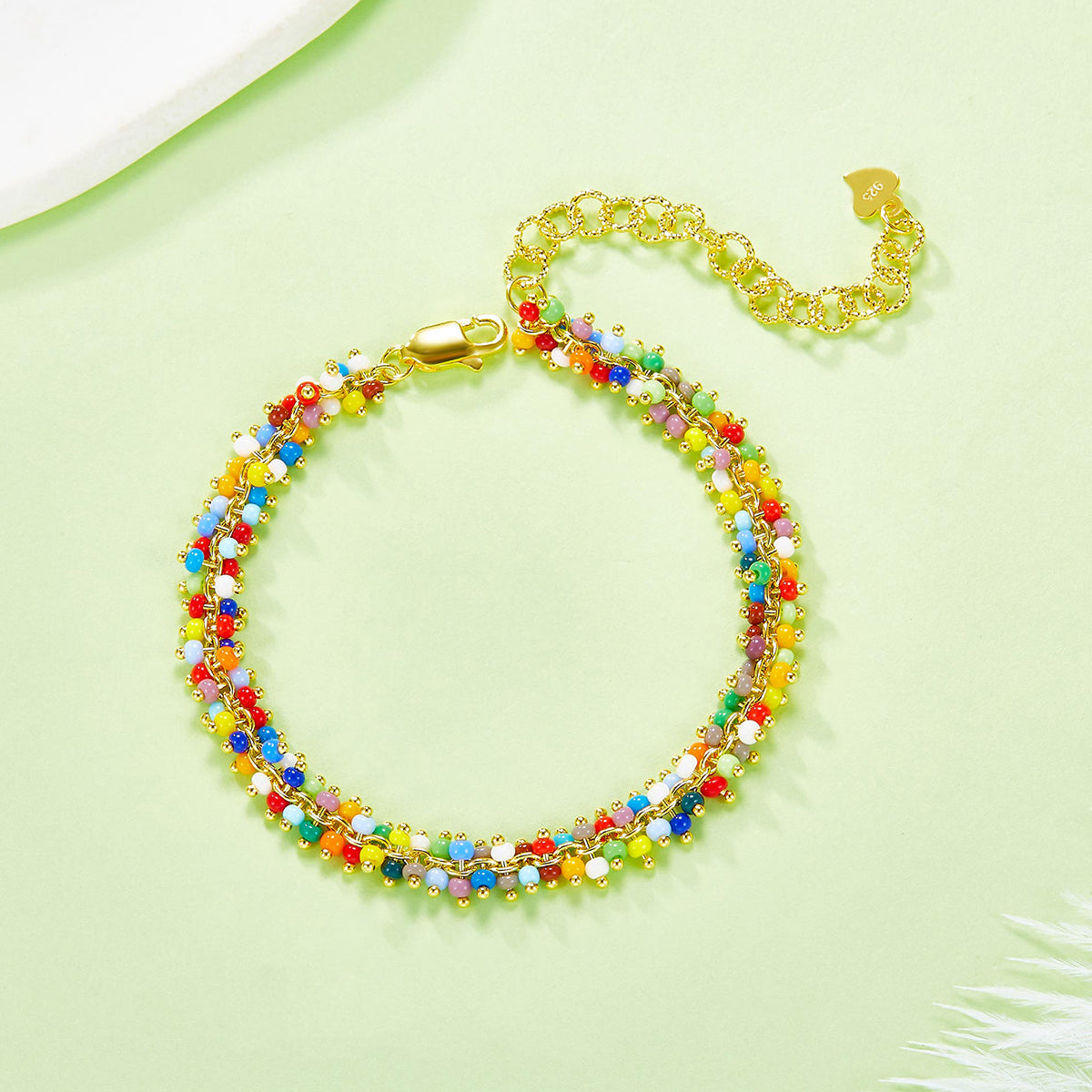 Planderful S925 Silver Plated Bead Bracelet Colorful Gala Fireworks Collection For Women Gift