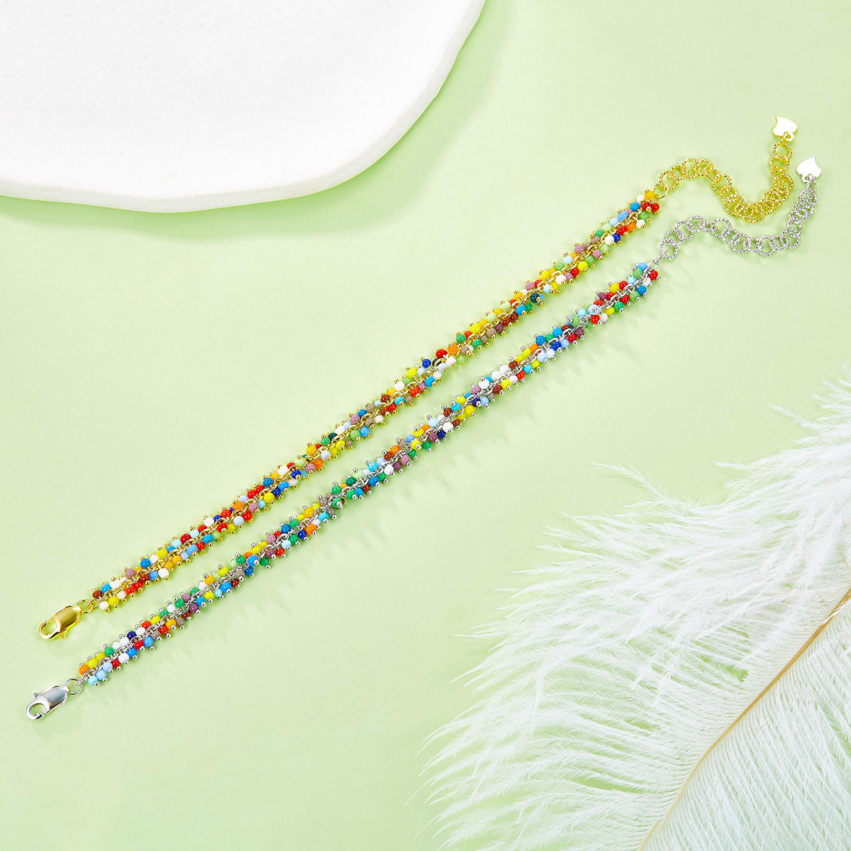 Planderful S925 Silver Plated Bead Bracelet Colorful Gala Fireworks Collection For Women Gift