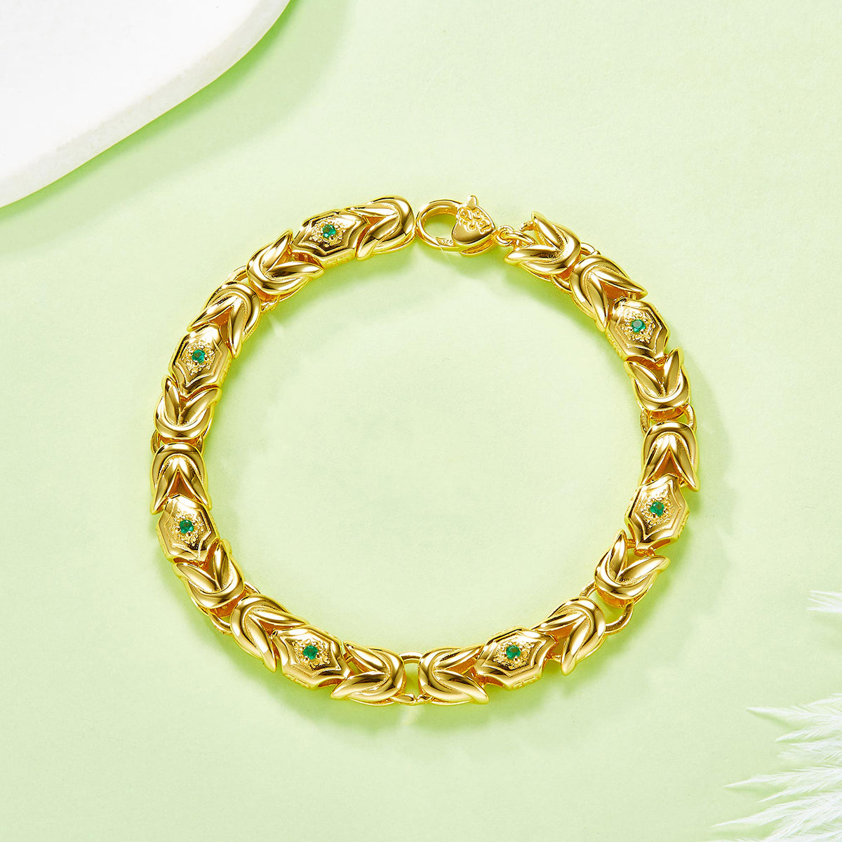 Planderful Lab Grown Emerald Bracelet S925 Sterling Silver High End Luxury For Her