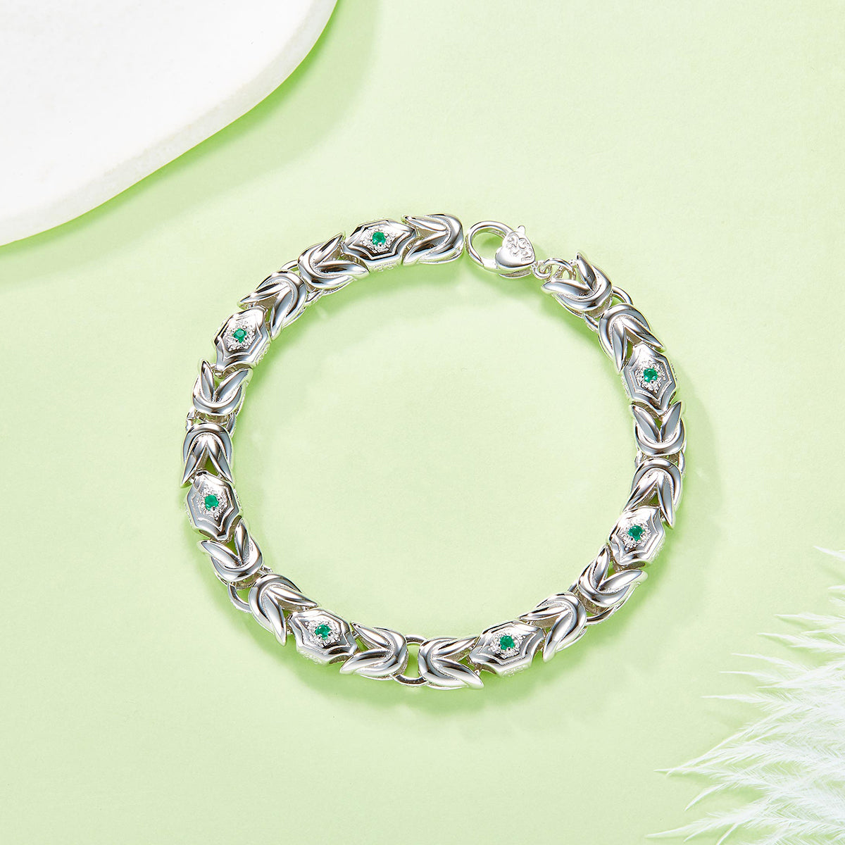 Planderful Lab Grown Emerald Bracelet S925 Sterling Silver High End Luxury For Her