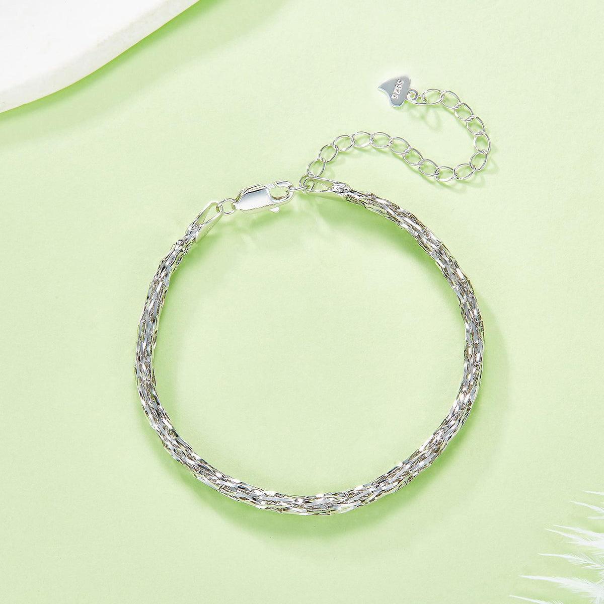 Planderful S925 Silver Plated Woven Bracelet Everyday Wear