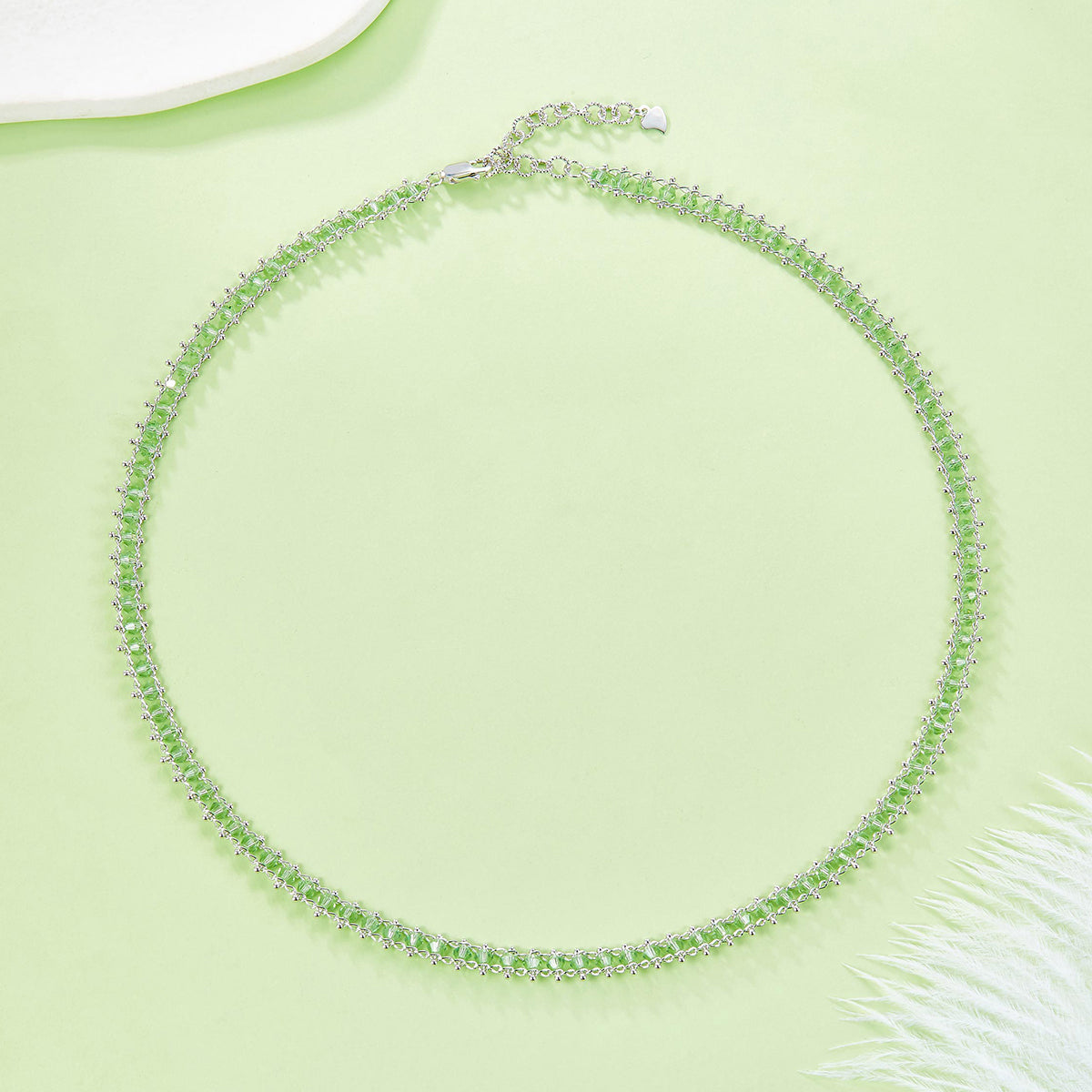 Planderful S925 Sterling Silver Gold Plated Synthetic Crystal Necklace Italian Weaving Craft For Women