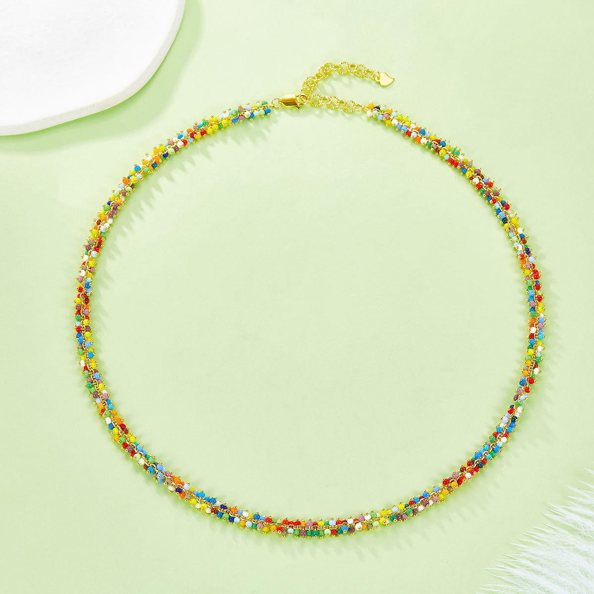 Planderful S925 Silver Plated Colorful Bead Necklace Gala Fireworks Collection For Women