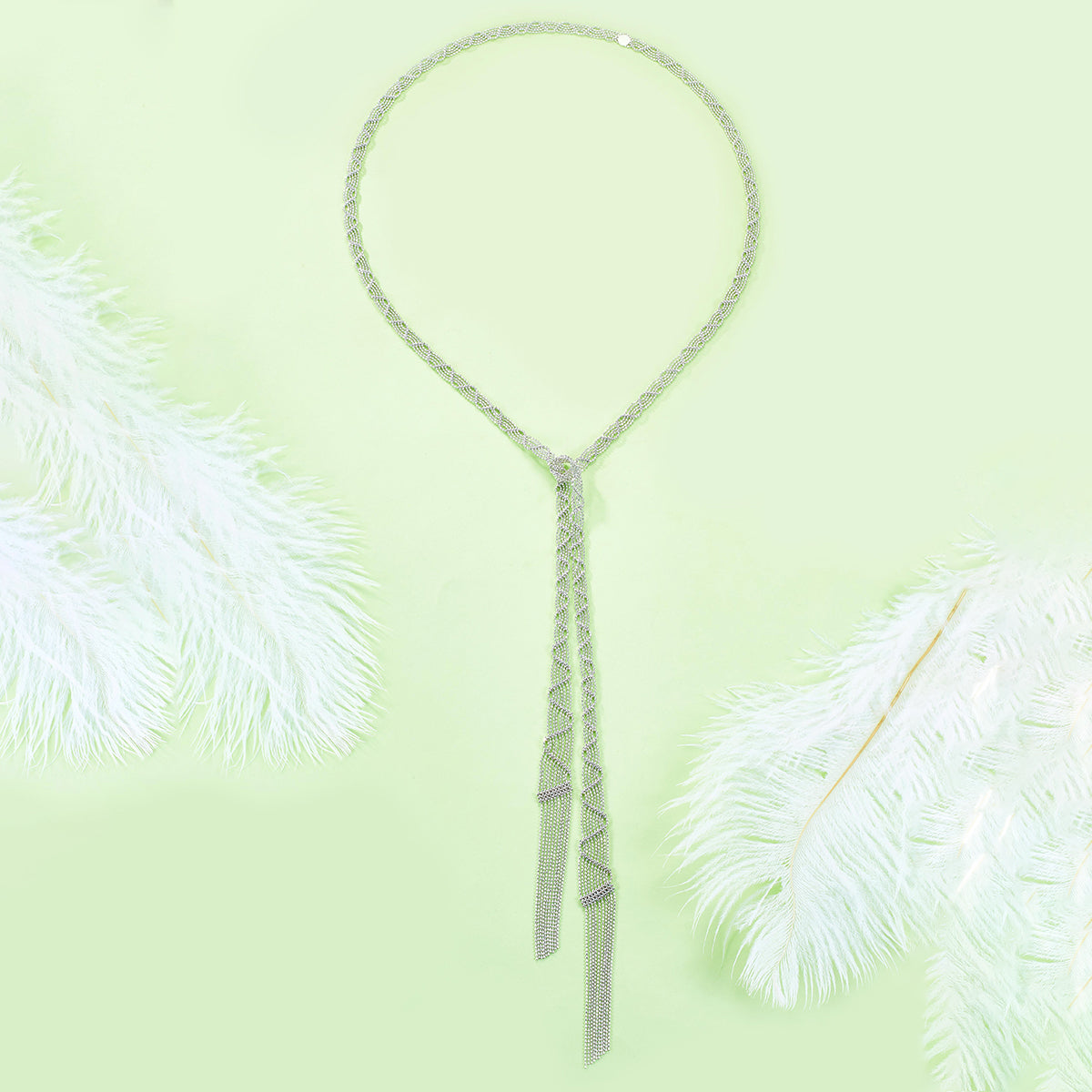 Planderful S925 Silver Plated Italian Lace Weaving Wave Long Necklace 100cm Vienna Verve For Women Gift