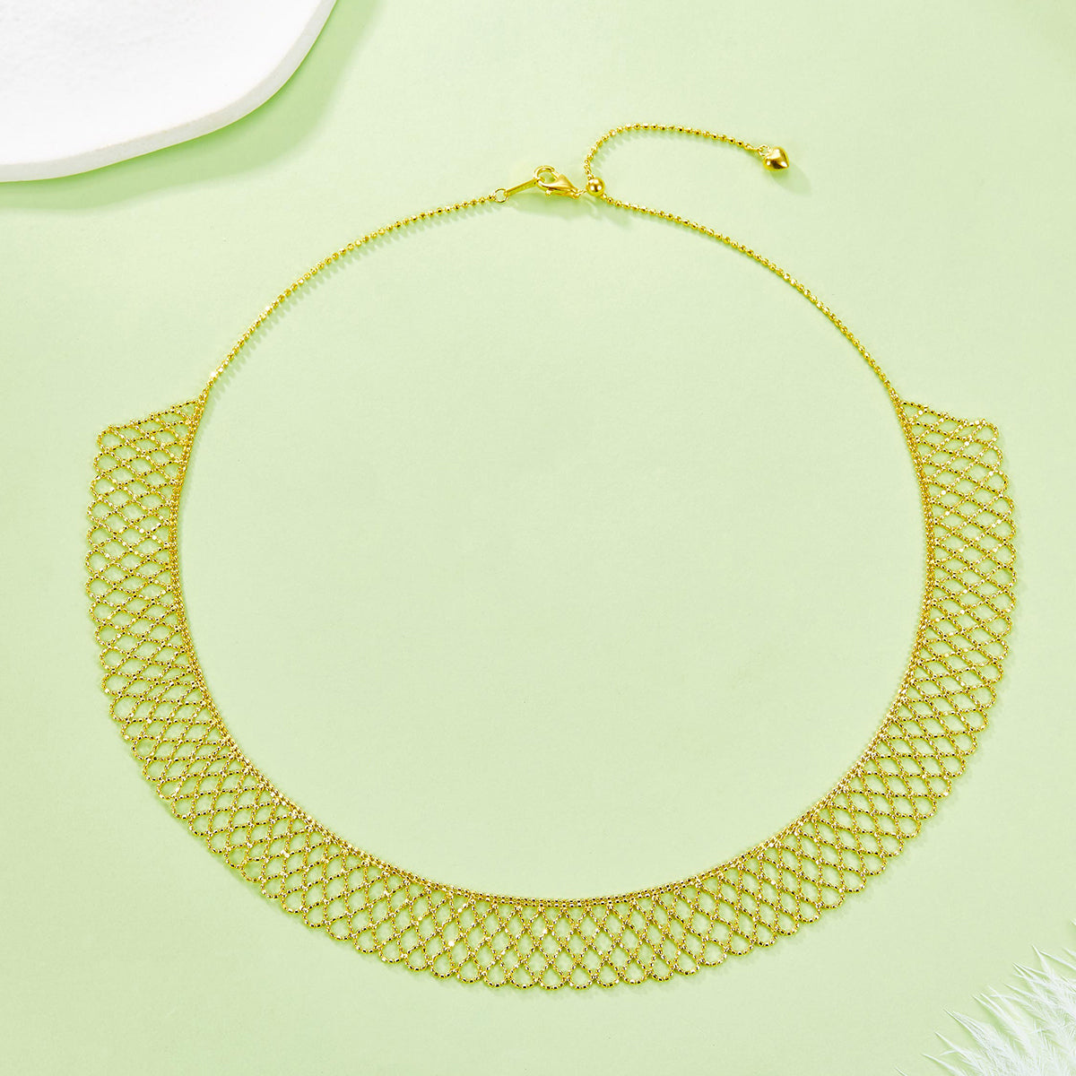 Planderful S925 Silver Gold Plated Italian Lace Woven Necklace For Women Everyday Genie Gift