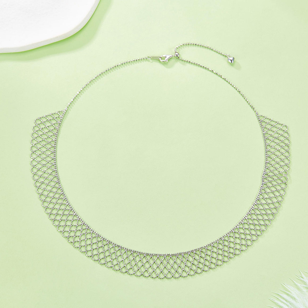 Planderful S925 Silver Gold Plated Italian Lace Woven Necklace For Women Everyday Genie Gift