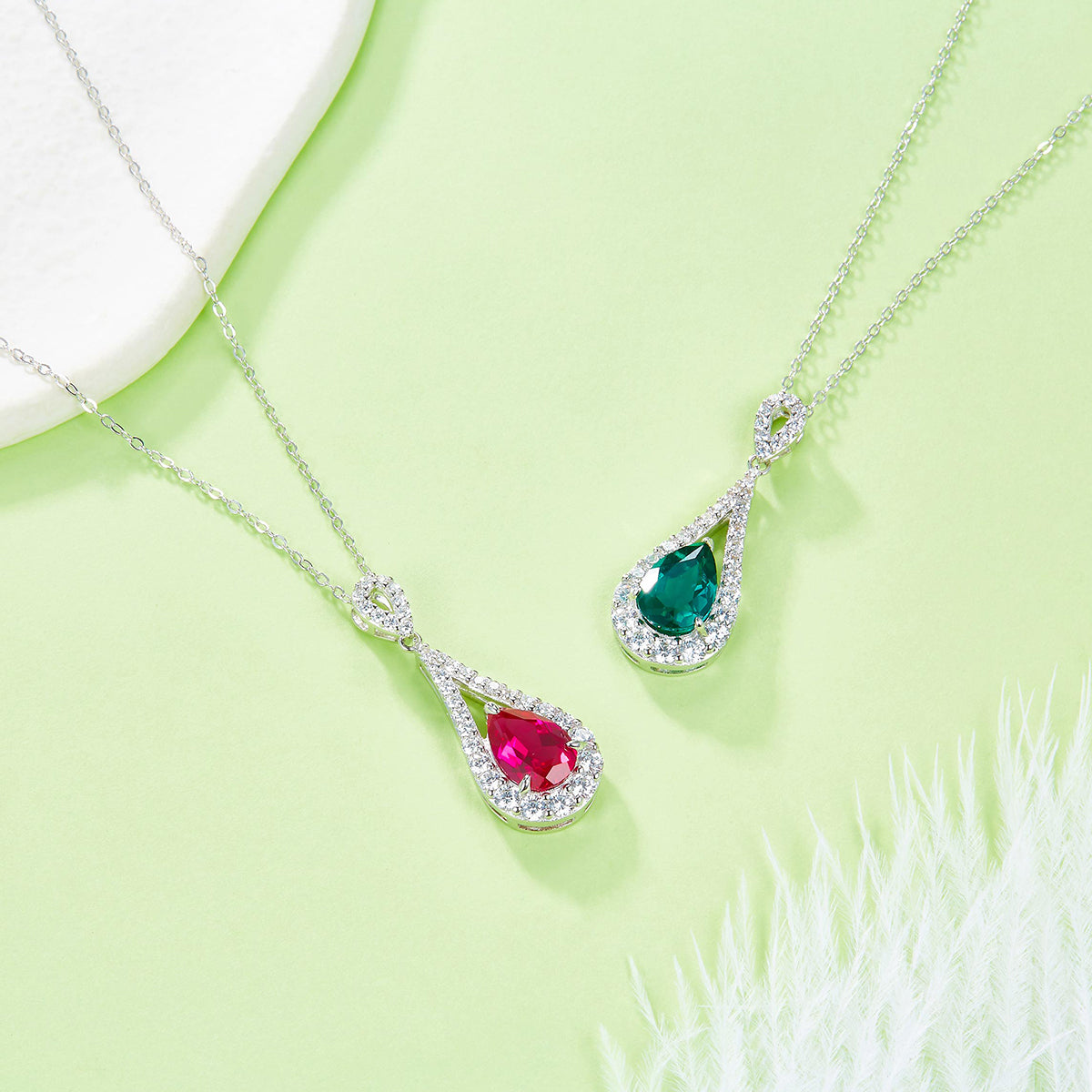 Planderful Colorful Lab Grown Gemstone Water Drop Necklace For Her Gala Fireworks Collection