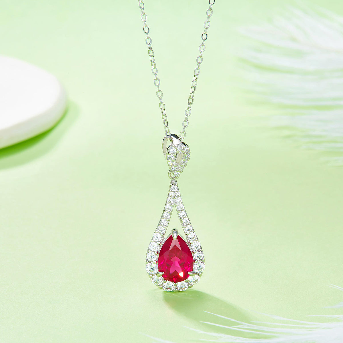 Planderful Colorful Lab Grown Gemstone Water Drop Necklace For Her Gala Fireworks Collection