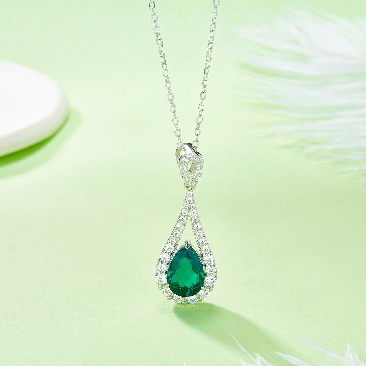 Planderful Colorful Lab Grown Gemstone Water Drop Necklace For Her Gala Fireworks Collection