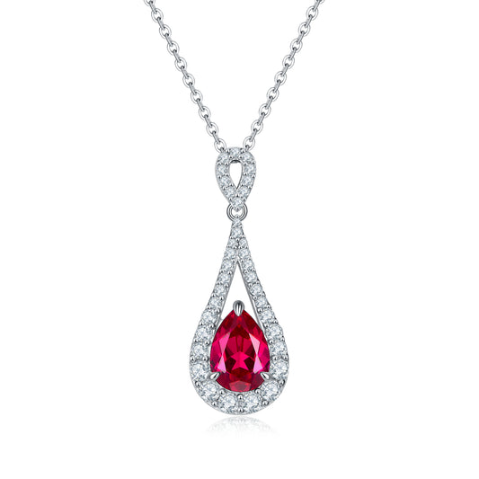 Planderful Colorful Lab Grown Gemstone Water Drop Necklace For Her Gala Fireworks Collection