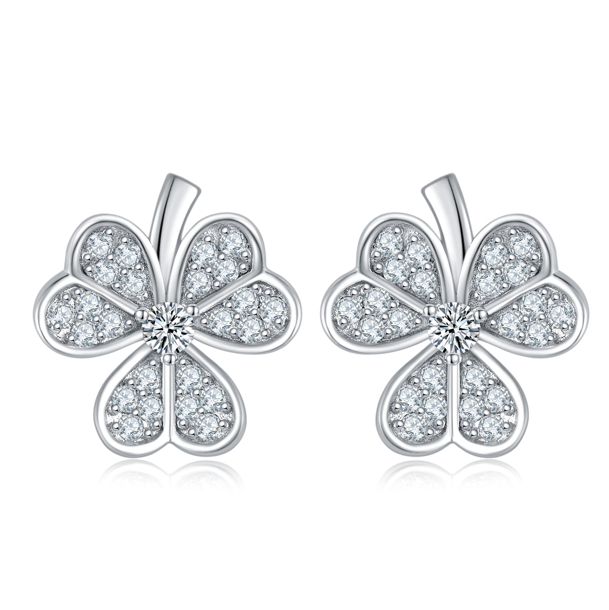 Planderful Sparkling Moissanite Clover Necklace Earrings Set 0.38ct S925 Silver Plated Gift For Her