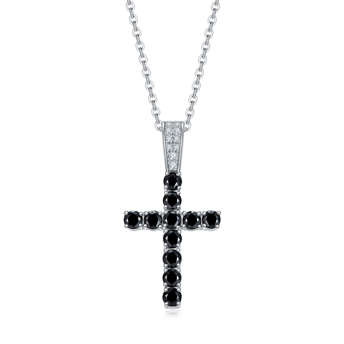 Planderful Gala Fireworks Lab Grown Gemstone Cross Pendant Necklace S925 Silver Plated 45cm For Women