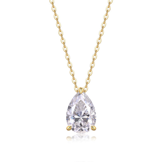 Planderful Moissanite Diamond Pendant Necklace S925 Gold Plated Silver Minimalist Sparkle For Women 40 To 45cm