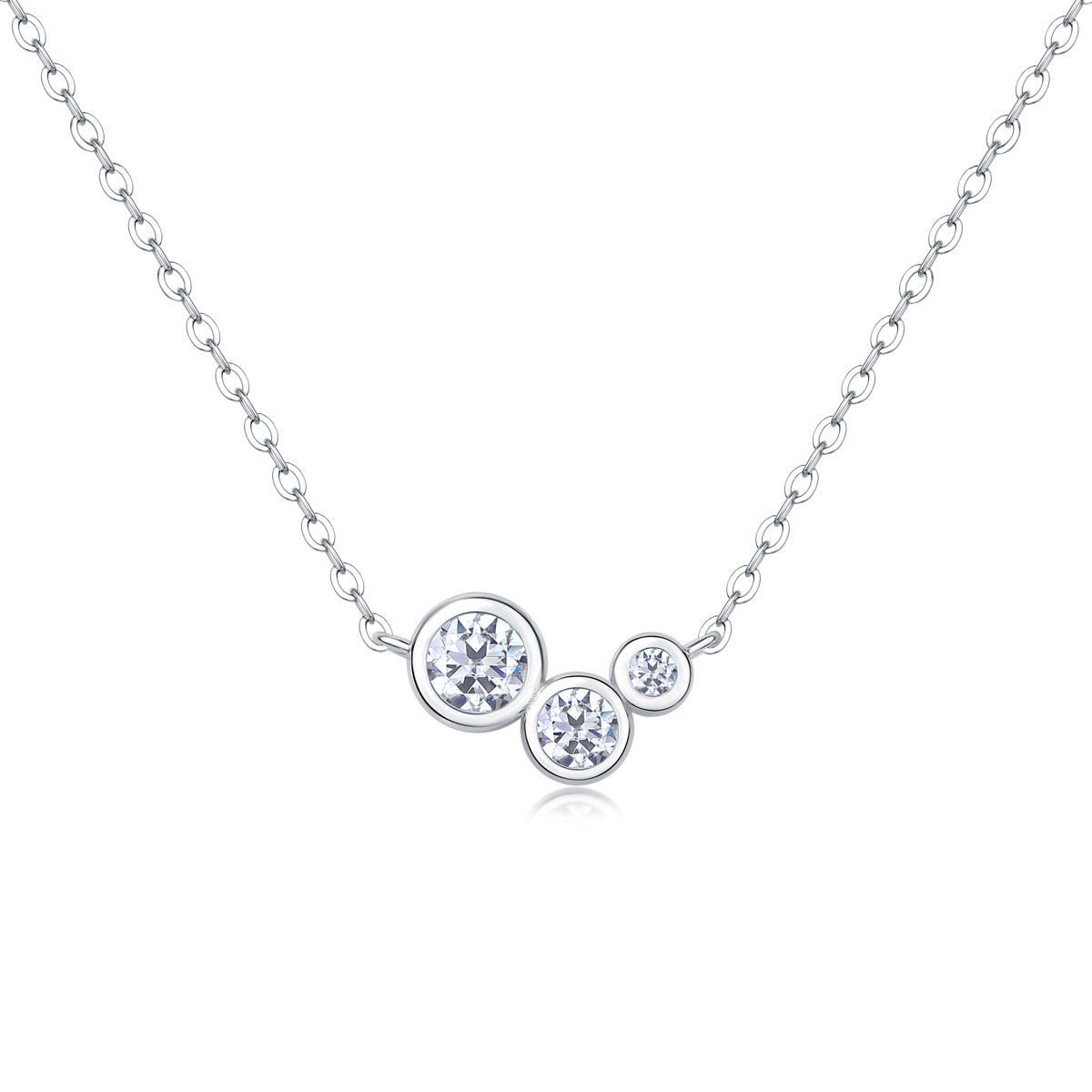 Planderful Moissanite Bubble Pendant Necklace 0.43Ct S925 Silver Plated Collarbone For Women