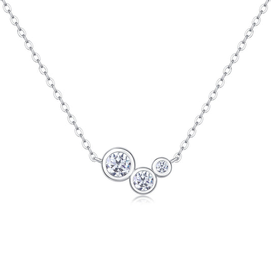 Planderful Moissanite Bubble Pendant Necklace 0.43Ct S925 Silver Plated Collarbone For Women