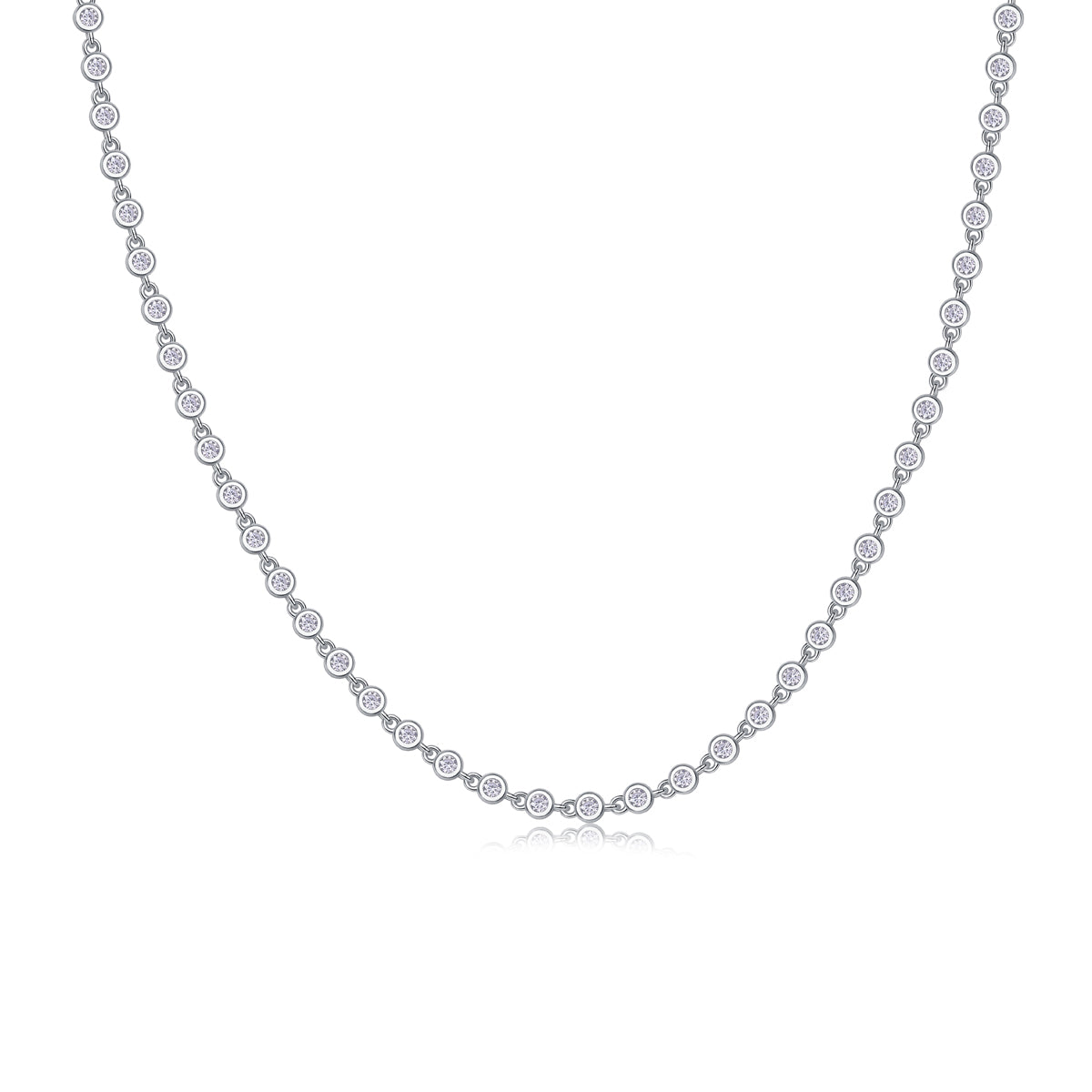Planderful Moissanite S925 Silver Necklace 2.37Ct Round Bubble Sparkle For Women