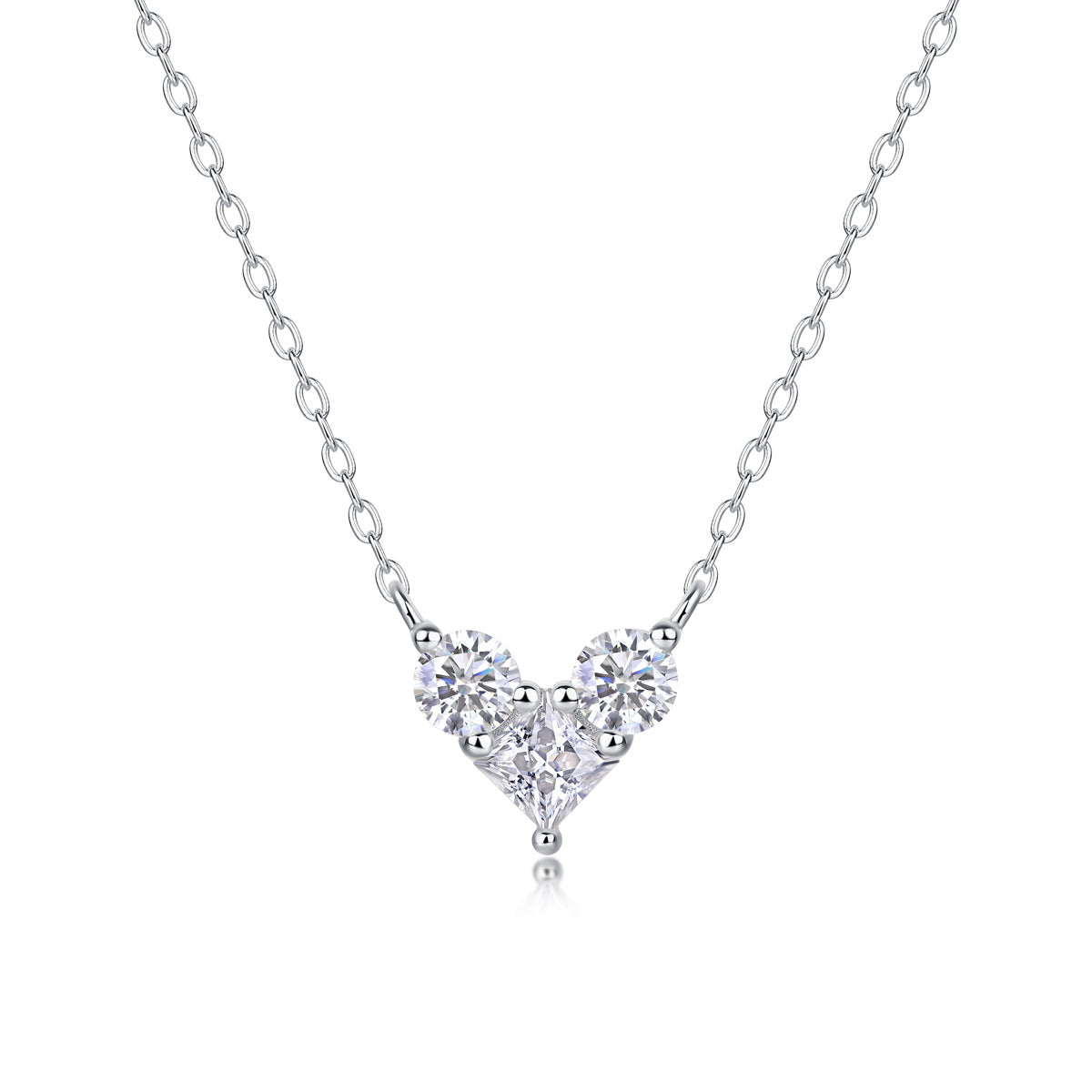 Planderful Moissanite Heart Pendant Necklace 1.0ct S925 Silver Plated Platinum D VVS 3EX Sparkling Gift For Her