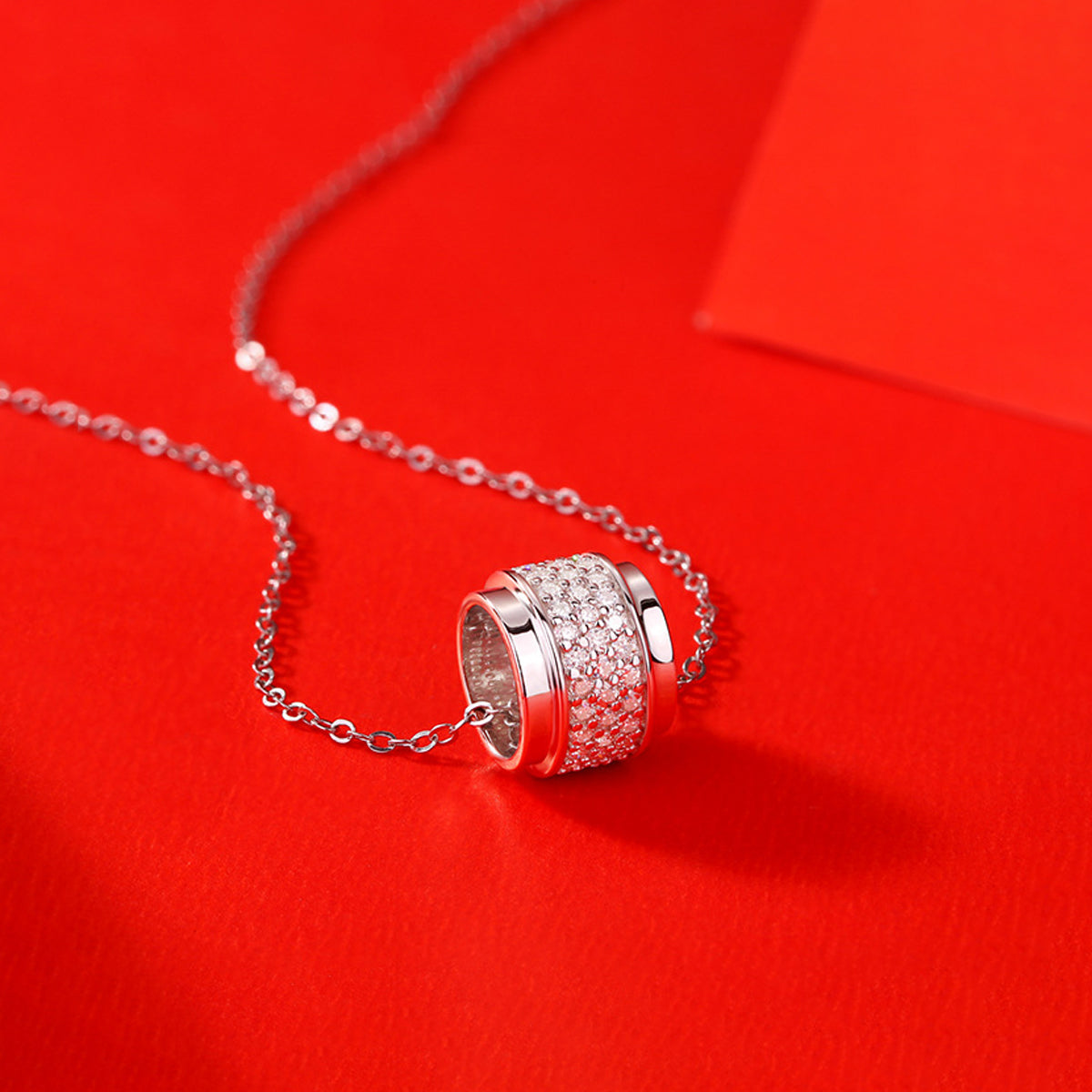 Moissanite Gleaming Necklace By Planderful S925 Silver Plated 0.69ct Round Pendant For Women