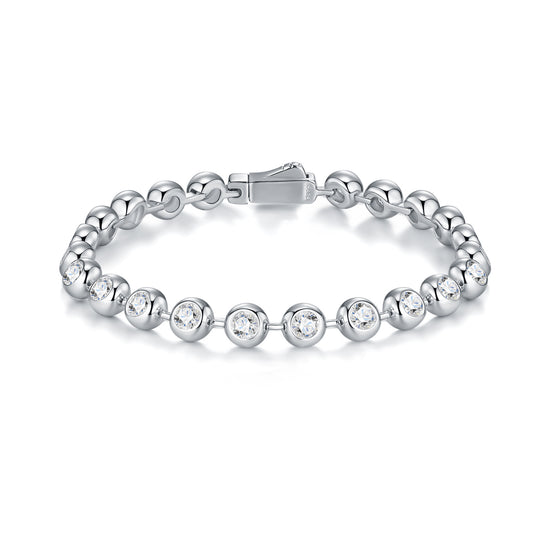 Planderful Moissanite Bracelet 2.2CT Sparkling Round Stones S925 Silver Plated Platinum Bubble Design For Her