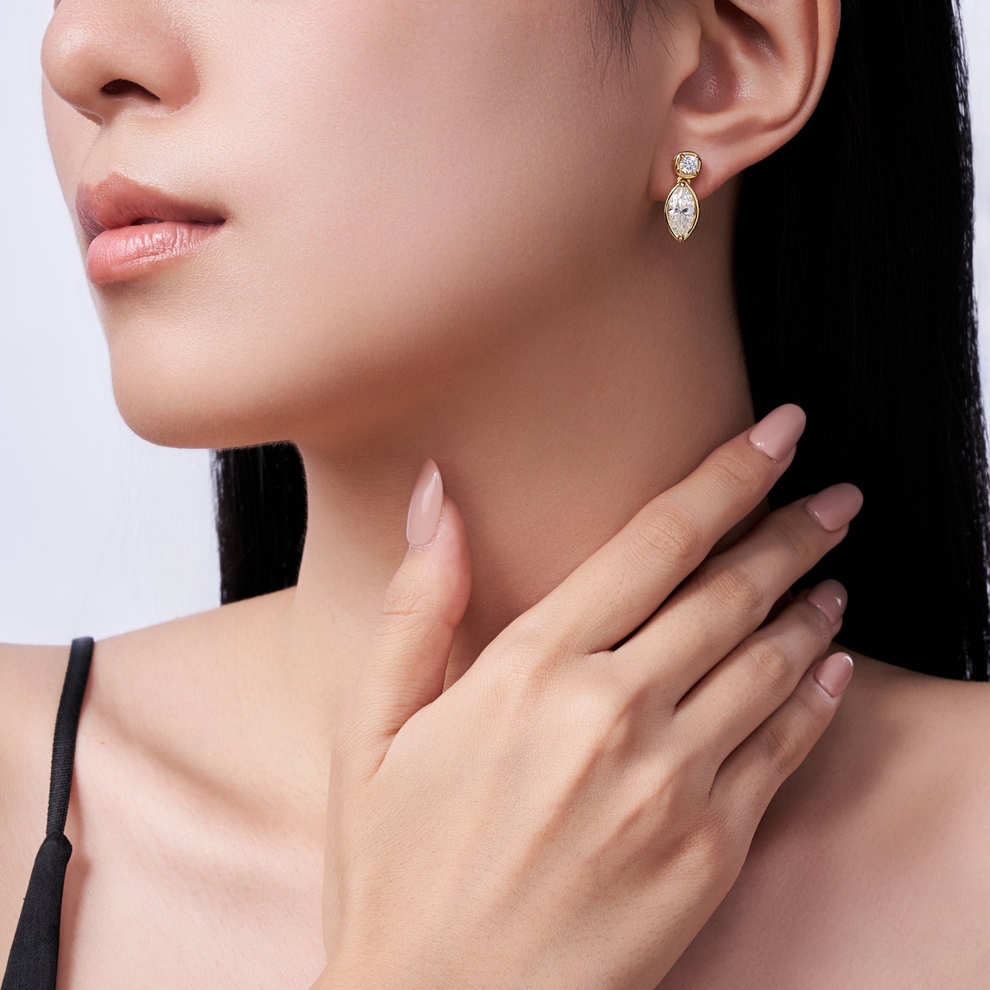 Planderful Stunning Moissanite Drop Earrings 2.4Ct Surround Marquise Cut Sterling Silver Gold Plated For Women