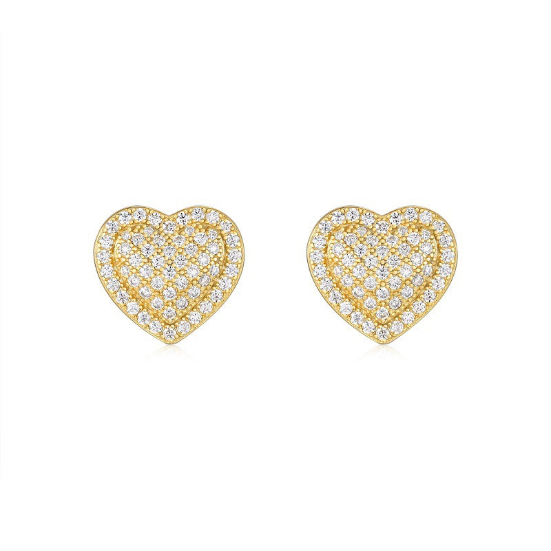 Planderful Moissanite Heart Stud Earrings Sparkling DVVS 1.16CT S925 Silver Gold Plated For Her Gift
