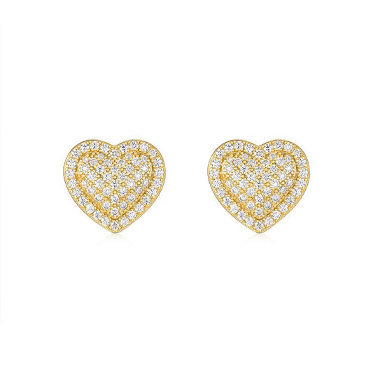 Planderful Moissanite Heart Stud Earrings Sparkling DVVS 1.16CT S925 Silver Gold Plated For Her Gift