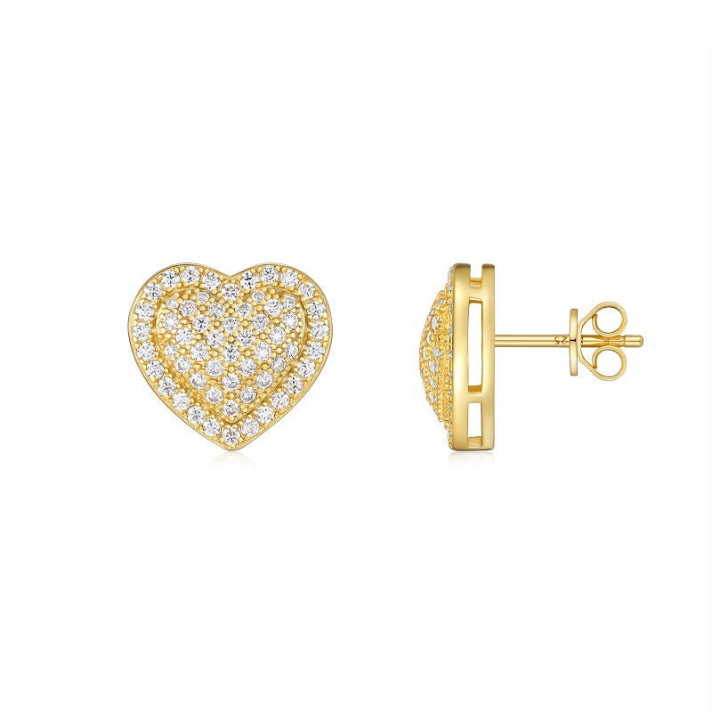 Planderful Moissanite Heart Stud Earrings Sparkling DVVS 1.16CT S925 Silver Gold Plated For Her Gift