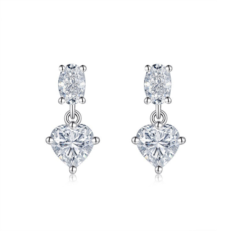 Planderful Moissanite Earrings 3.0Ct Heart Sparkling Her