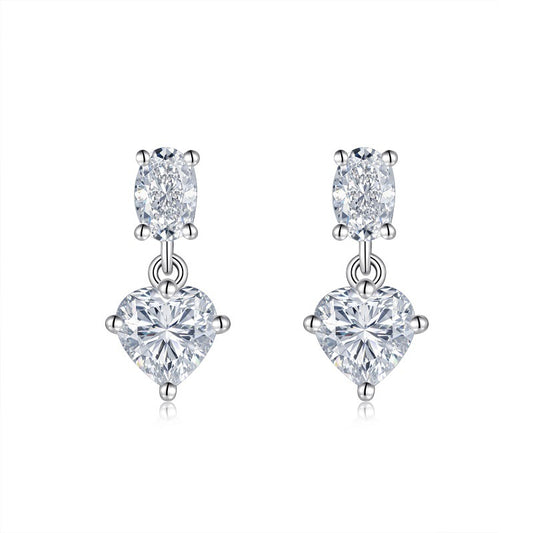 Planderful Moissanite Earrings 3.0Ct Heart Sparkling Her