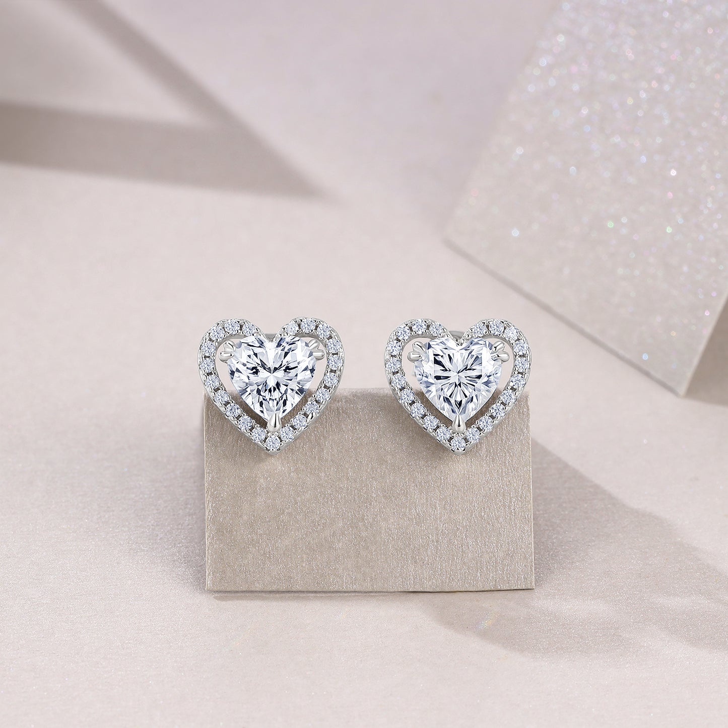 Planderful Moissanite Heart Stud Earrings 1Ct D VVS 3EX For Her Gift S925 Silver Plated