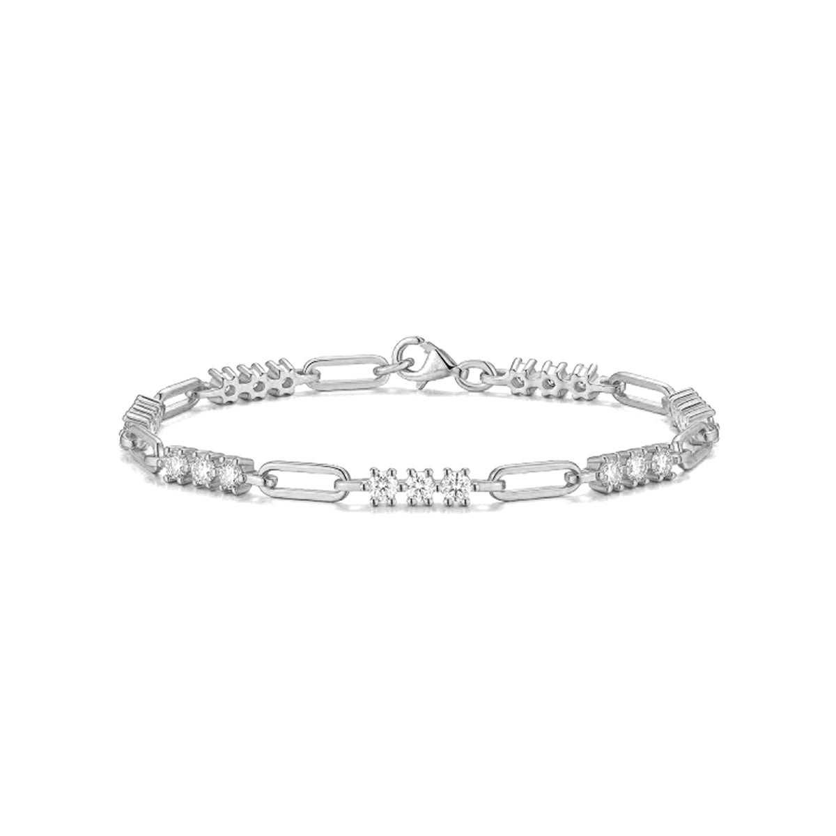 Planderful Moissanite Sparkling Bracelet Two Point One Carat S925 Silver Plated Geometric Buckle For Her