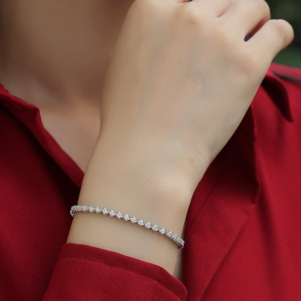 Planderful Moissanite Tennis Bracelet 1.41CT S925 Silver Plated Platinum Exquisite Sparkle For Her Gift