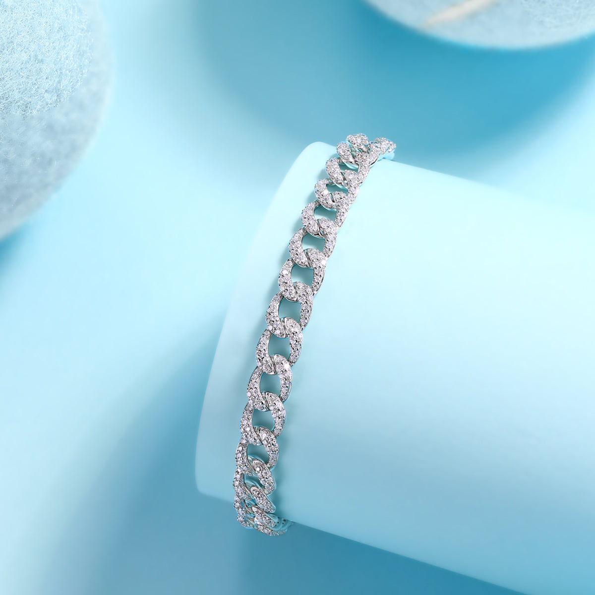 Planderful Moissanite Cuban Chain Bracelet Exquisite Sparkle S925 Silver Plated Platinum For Women