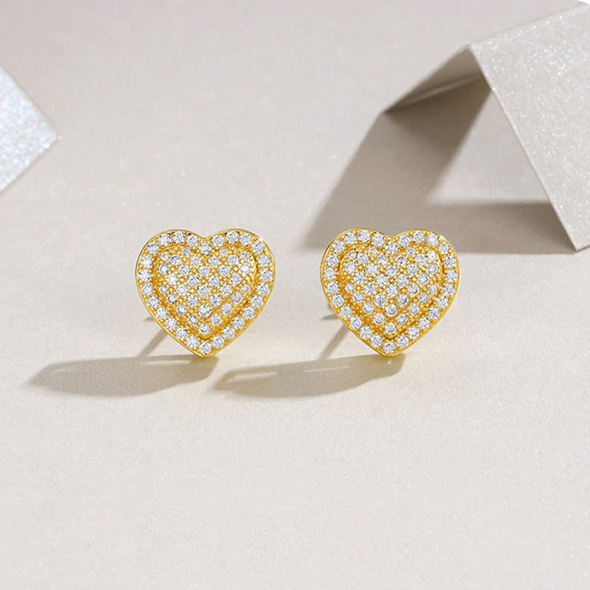 Planderful Moissanite Heart Stud Earrings Sparkling DVVS 1.16CT S925 Silver Gold Plated For Her Gift