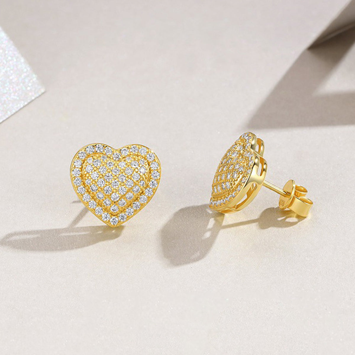 Planderful Moissanite Heart Stud Earrings Sparkling DVVS 1.16CT S925 Silver Gold Plated For Her Gift