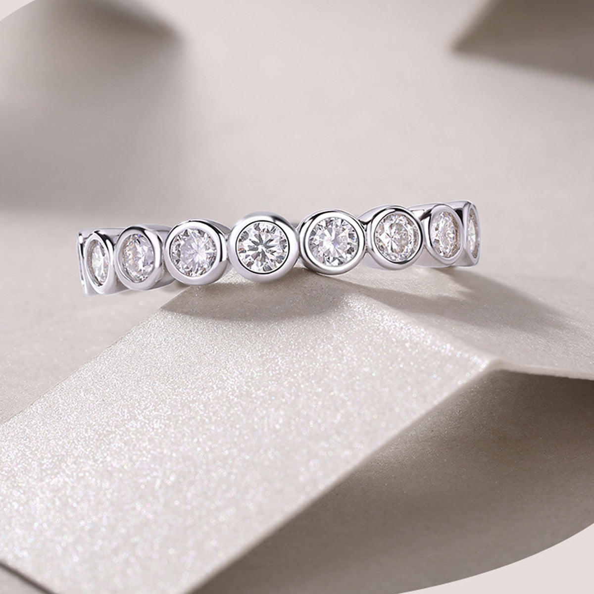 Planderful Moissanite Sparkling Ring One Point Eight Carat D VVS 3EX S925 Silver Plated Platinum Full Bubble For Women