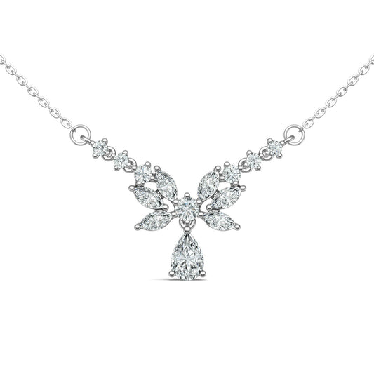 Planderful S925 Silver Plated Moissanite Angel Wing Necklace 3.44ct Pear Moissanite For Her Luxurious Gift