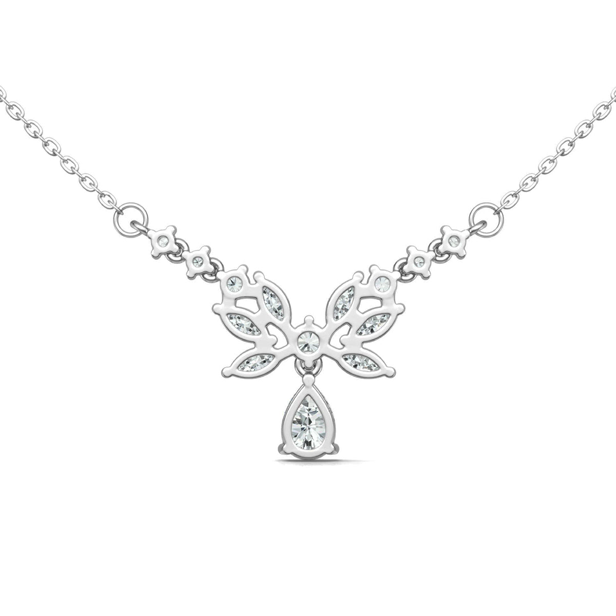 Planderful S925 Silver Plated Moissanite Angel Wing Necklace 3.44ct Pear Moissanite For Her Luxurious Gift