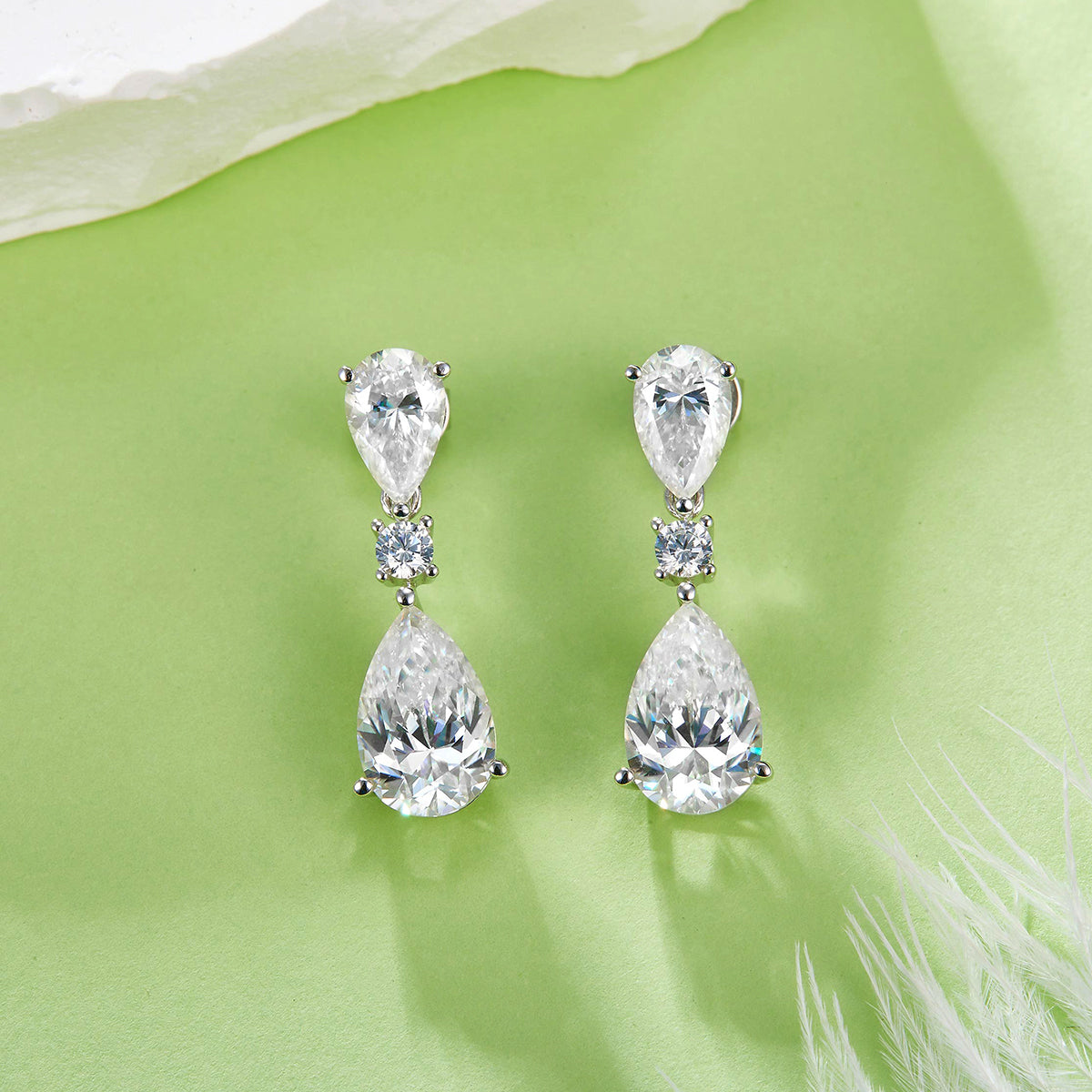 Planderful Shop Moissanite Pear Shaped Earrings 8.0CT Luxury Double Moissanite D VVS 3EX For Women