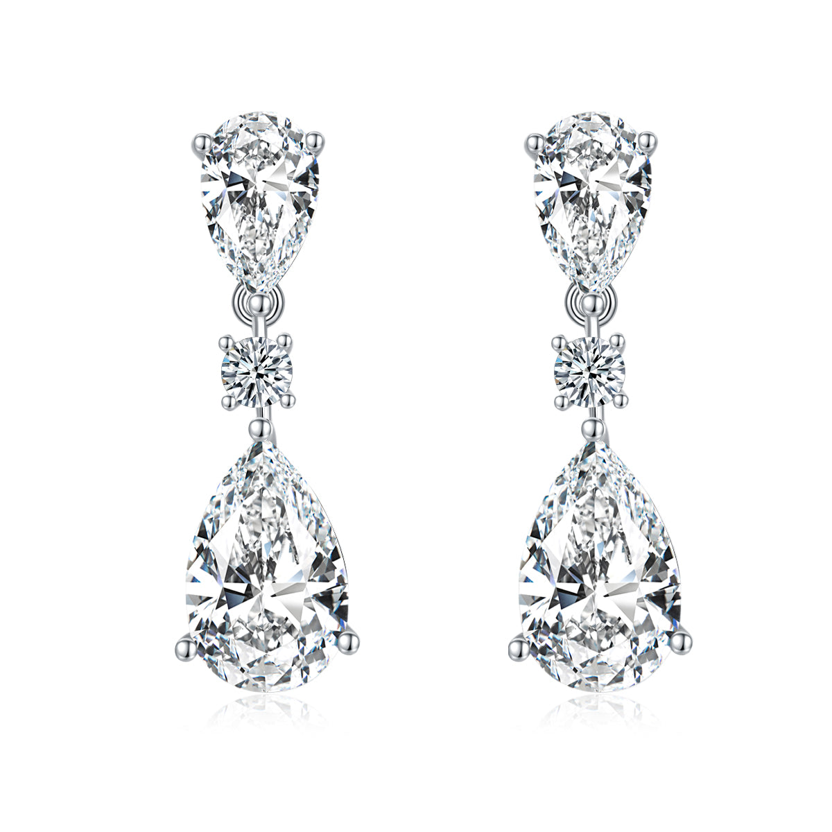 Planderful Shop Moissanite Pear Shaped Earrings 8.0CT Luxury Double Moissanite D VVS 3EX For Women