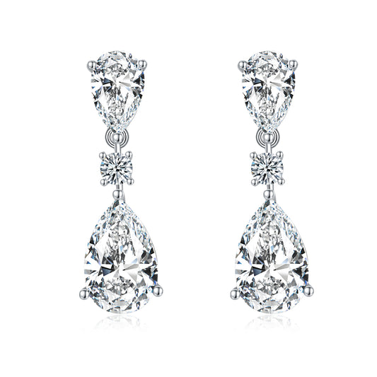 Planderful Shop Moissanite Pear Shaped Earrings 8.0CT Luxury Double Moissanite D VVS 3EX For Women