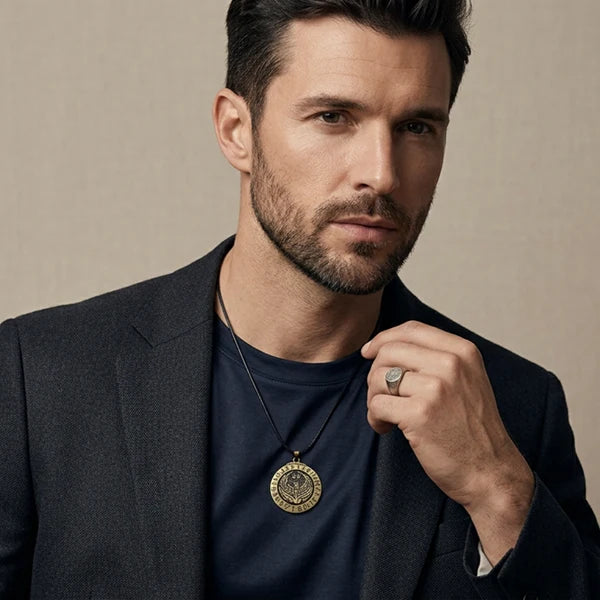 Viking Legend Phoenix Firebird Rune Pendant Necklace - Norse Legacy Collection