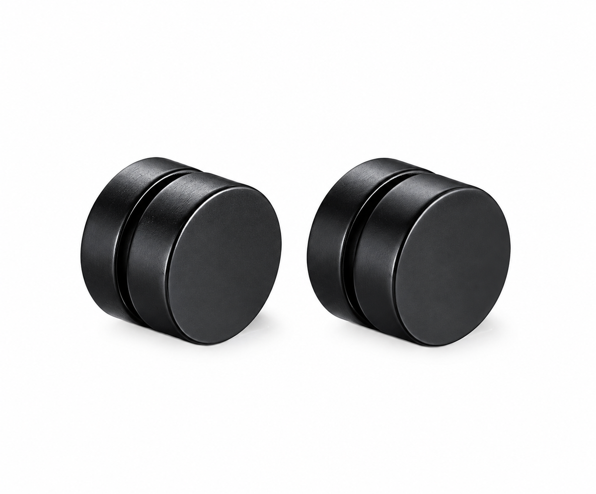 Black Magnetic Stud Earrings — Pair