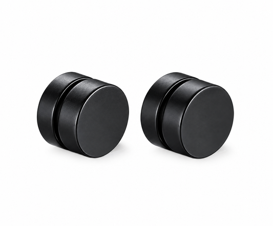 Black Magnetic Stud Earrings — Pair