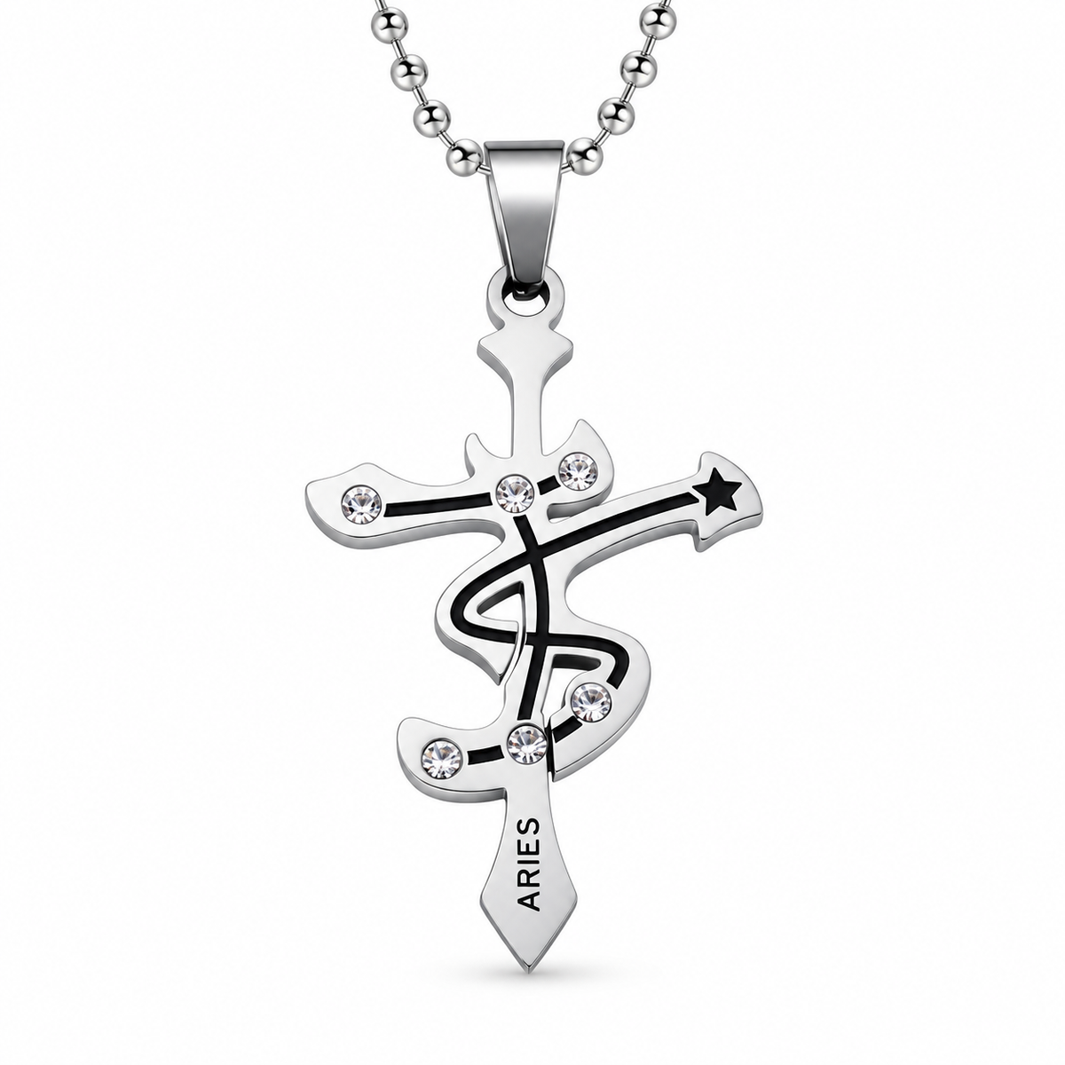 Aries crystal zodiac pendant necklace