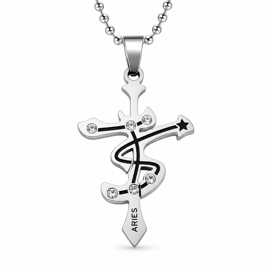 Aries crystal zodiac pendant necklace