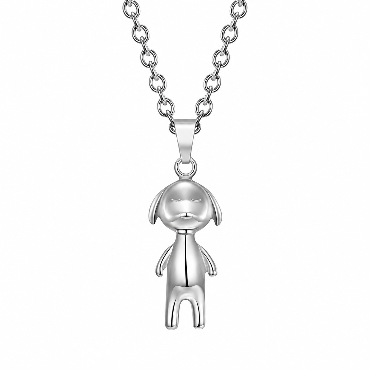 Silver dog pendant necklace